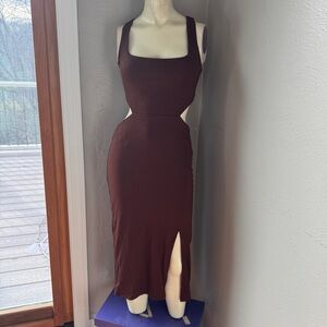Lulus cutout midi dress, chocolate brown, size med, rayon  , NWT